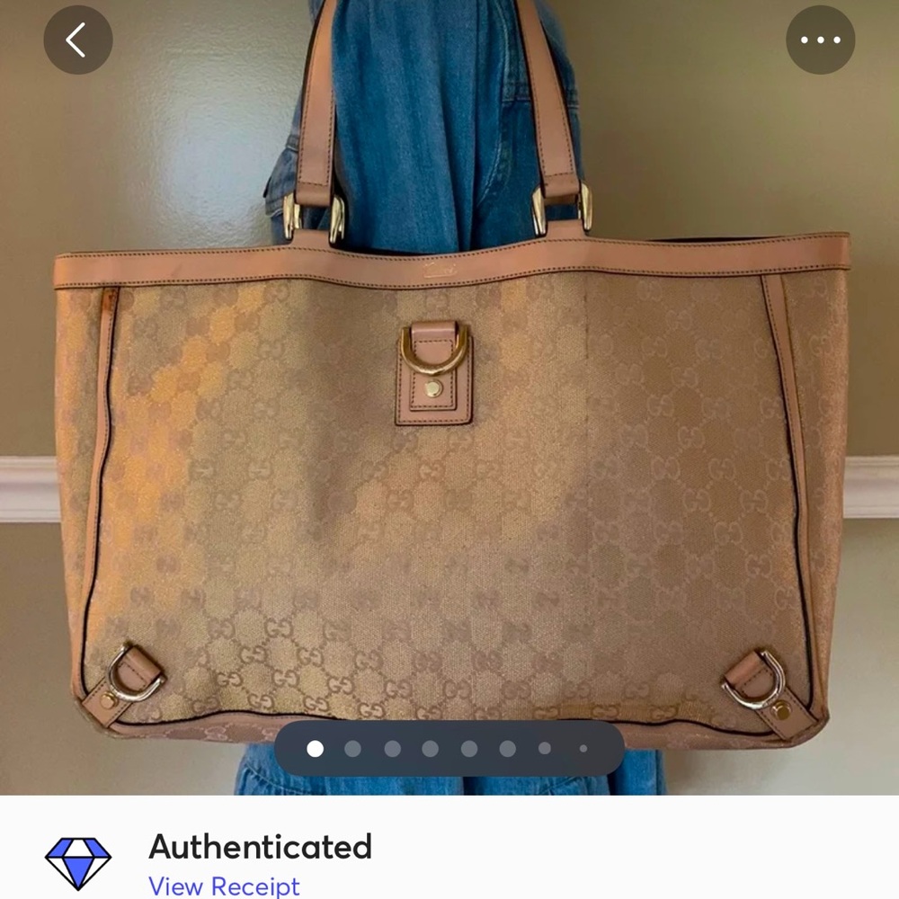 Gucci Pink Gold GG Monogram D-ring Tote Bag